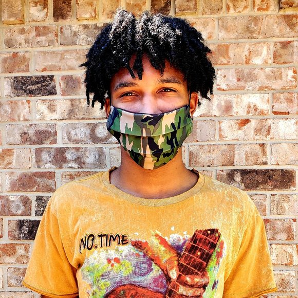 Camo Unisex Handmade Cotton Face Mask, Reuse/Wash. - Picture 4 of 6